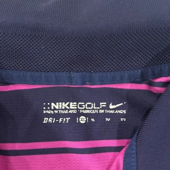 Nike‎ Golf Mens Dri Fit Polo style Golf Shirt XL Purple/Navy 416582-440 EUC - Picture 2 of 3